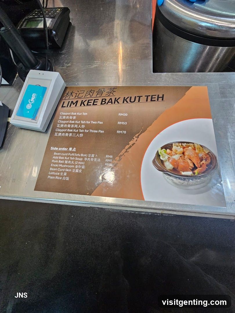 Lim Kee Bak Kut Teh Menu
