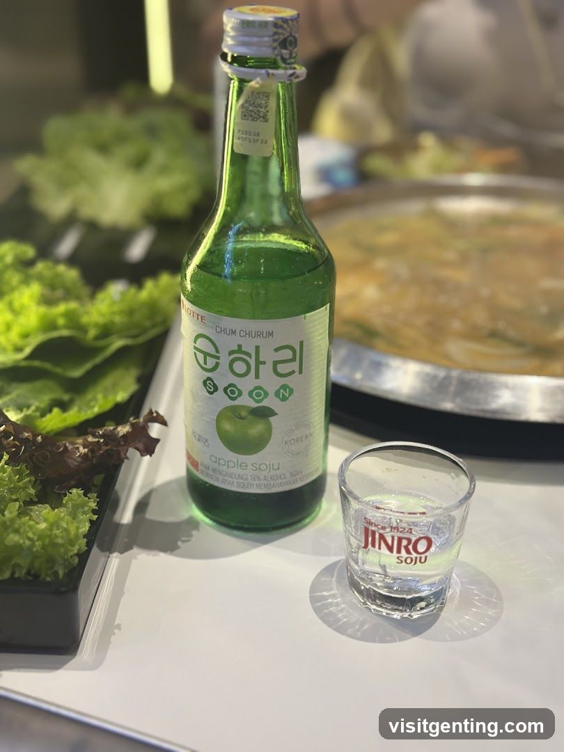 Table Setting with Soju and Food