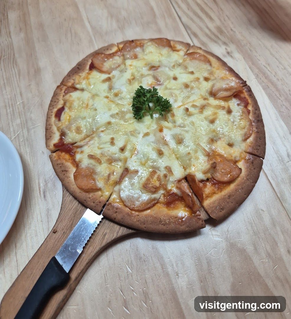 Pizza on wooden board