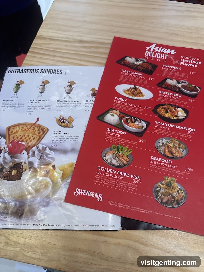 Swensen's Menu and Sundae Menu on Table