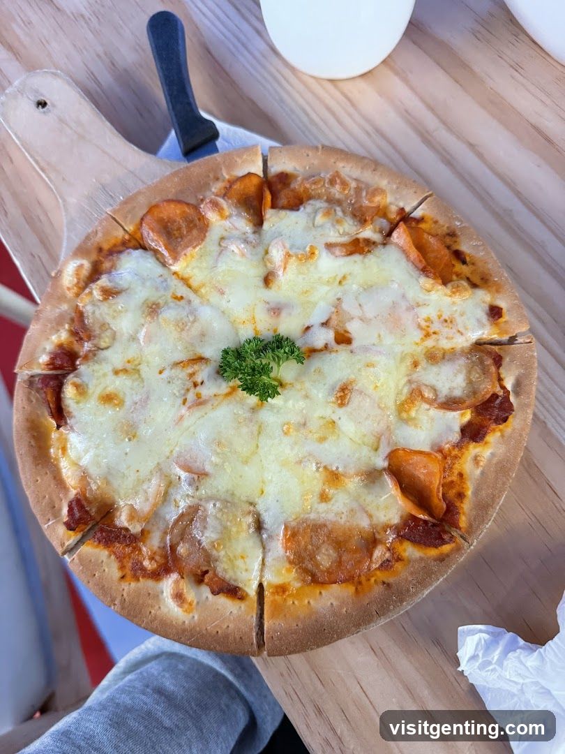Pizza on wooden board