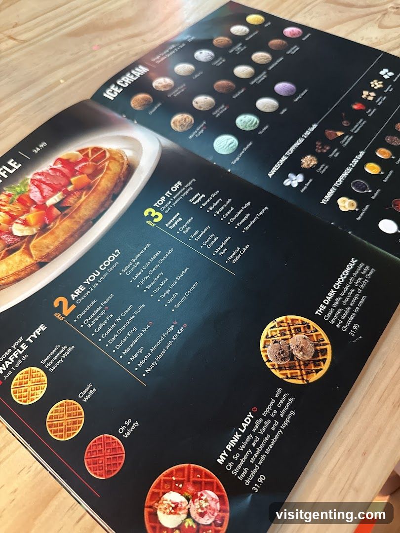 Waffle and Ice Cream Menu