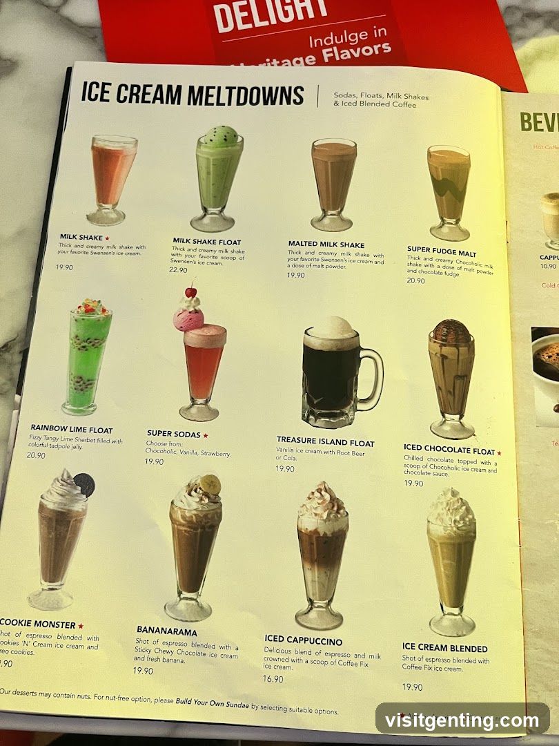 Ice Cream Meltdowns Menu