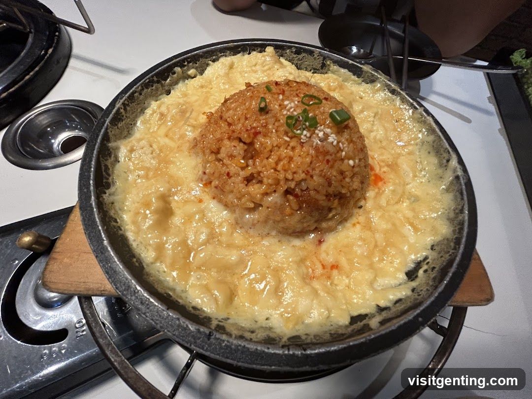 Stir-fried rice dish in a stone pot