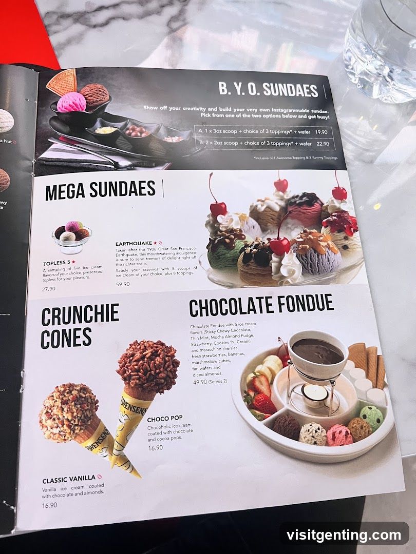 B.Y.O. Sundaes Menu Section