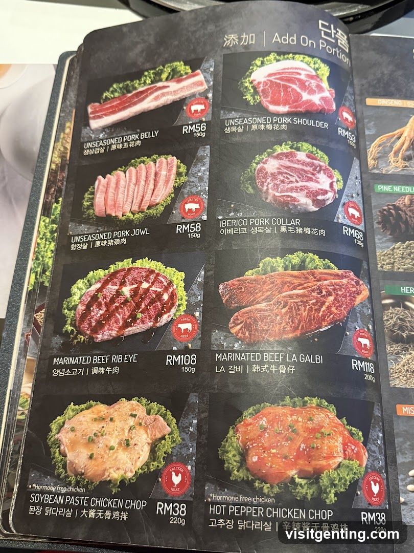 Add On Portion Menu