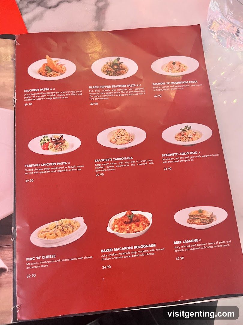 Pasta and Pasta-Based Dishes Menu