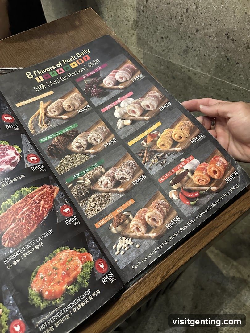 Pork Belly Add-Ons Menu