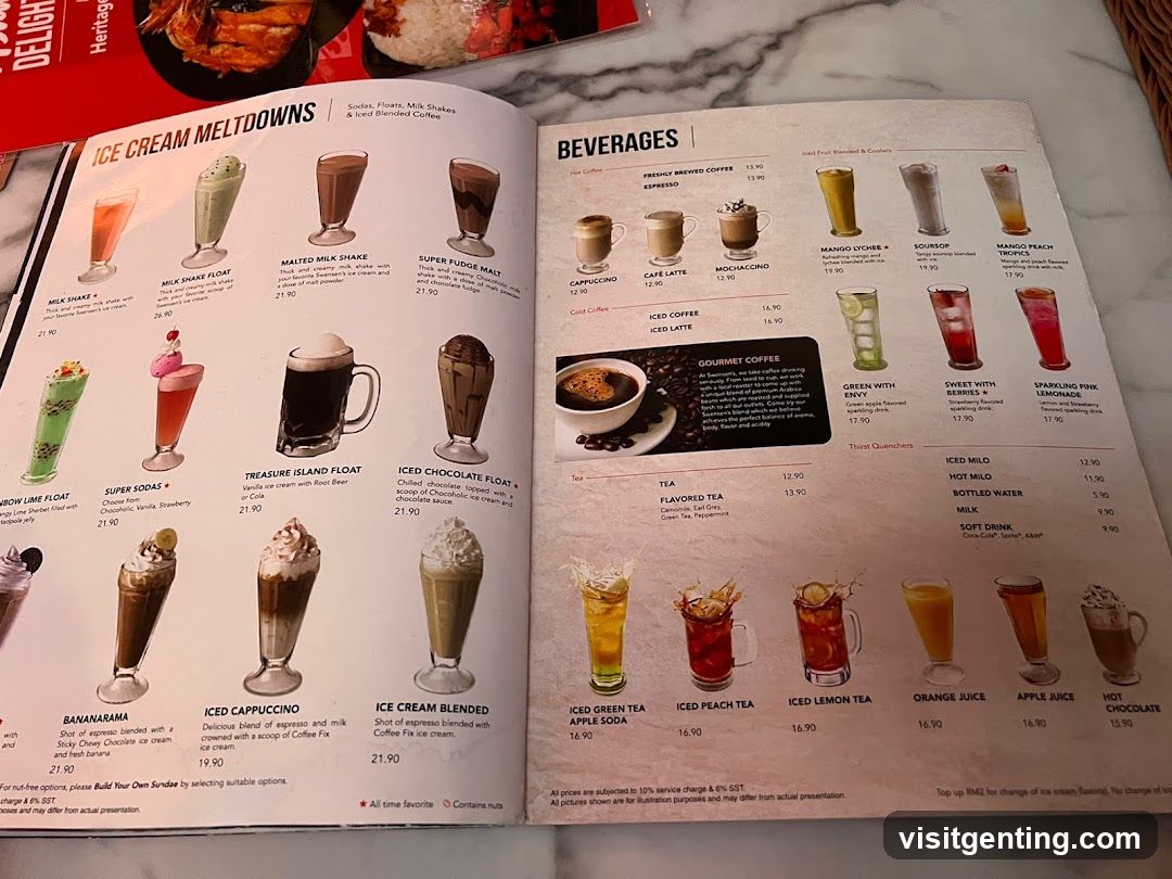 Ice Cream Meltdowns & Beverages Menu