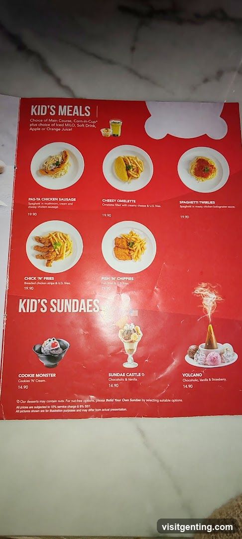 Kid's Meals and Sundae Menu