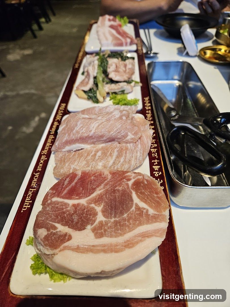 Restaurant Interior with Raw Meat Plating