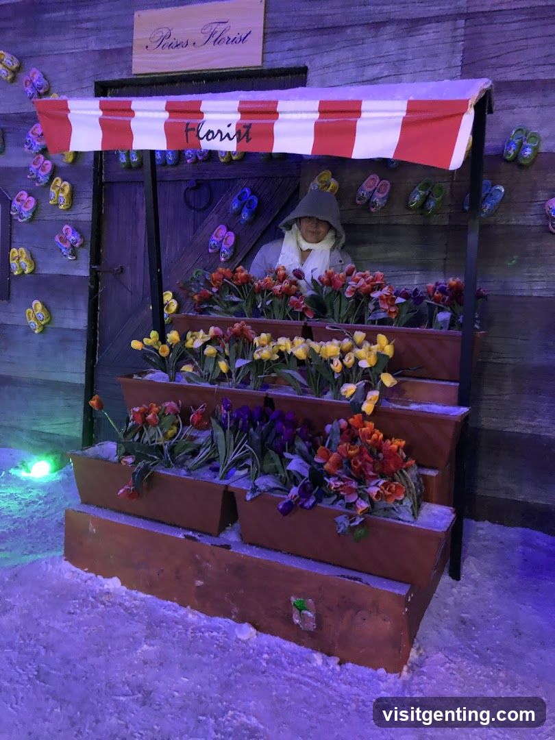 Florist stall in winter setting