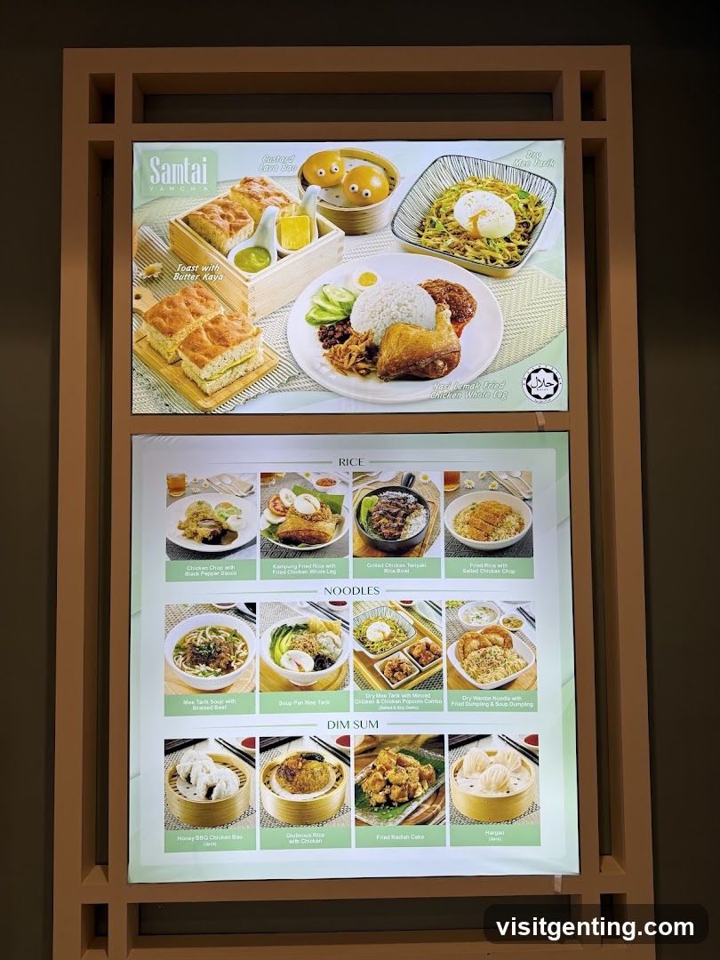 San Tai Yum Cha Menu Display