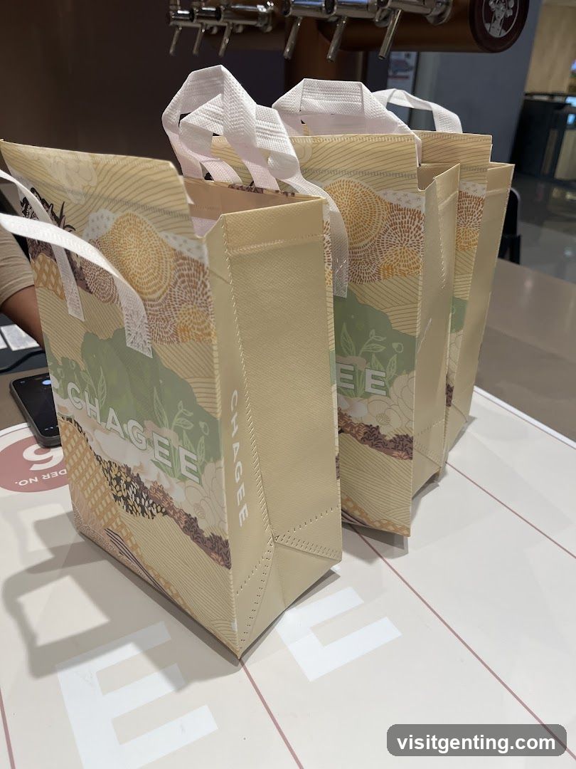 Chagee Bags on Counter