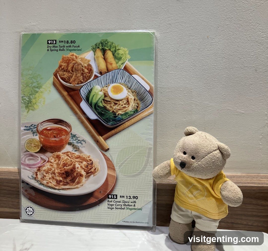 Menu Display with Stuffed Toy