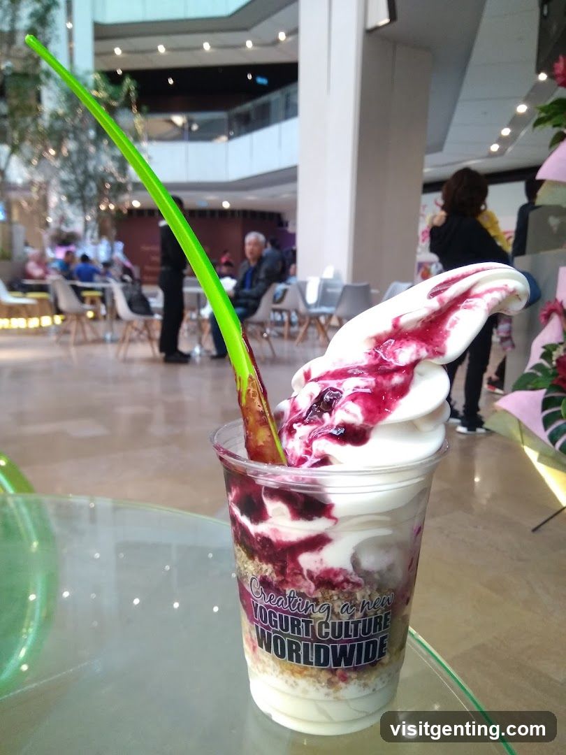Yogurt Drink in Indoor Mall Setting