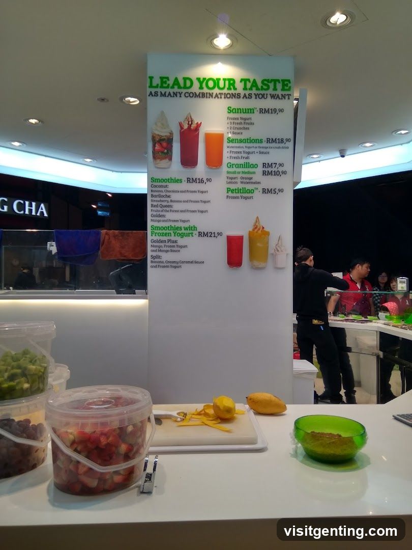 Smoothie and Frozen Yogurt Menu