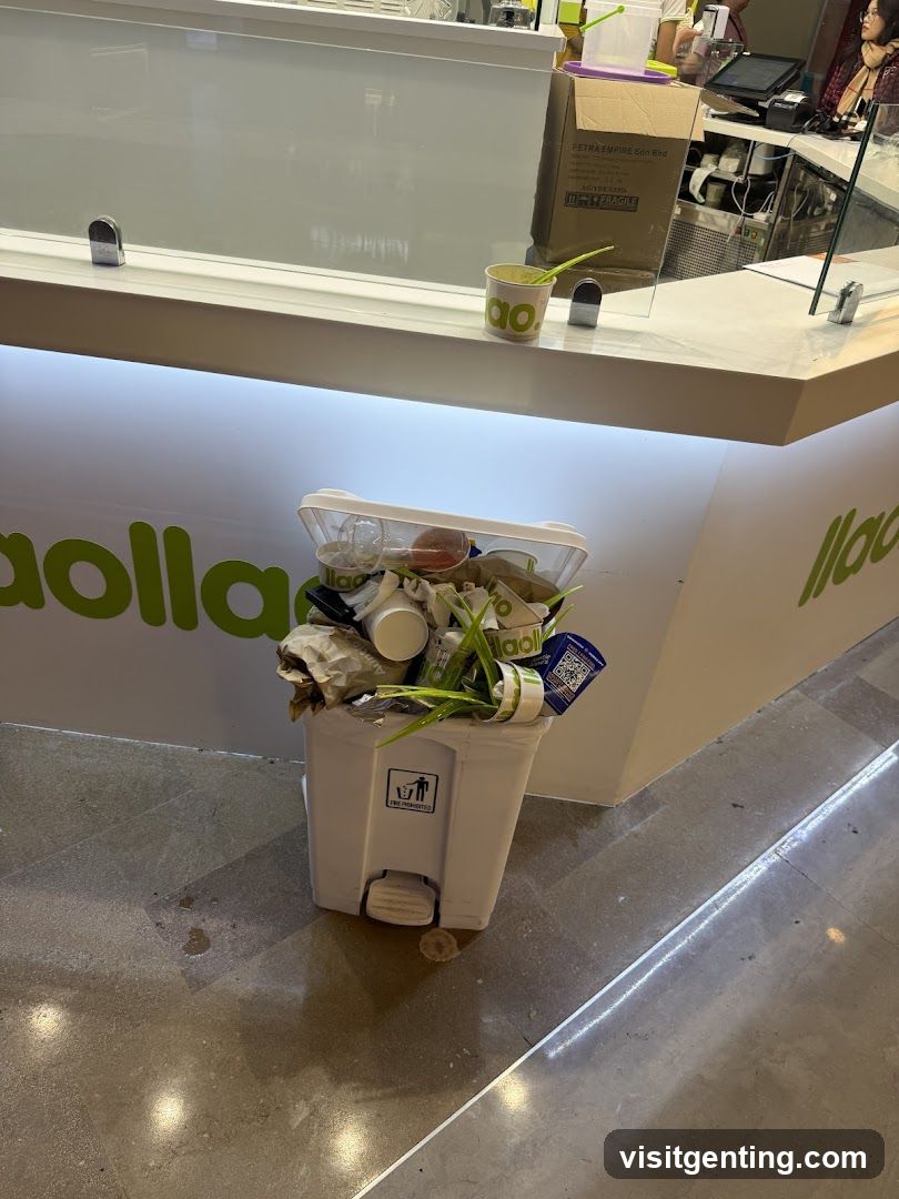 Interior waste bin at counter