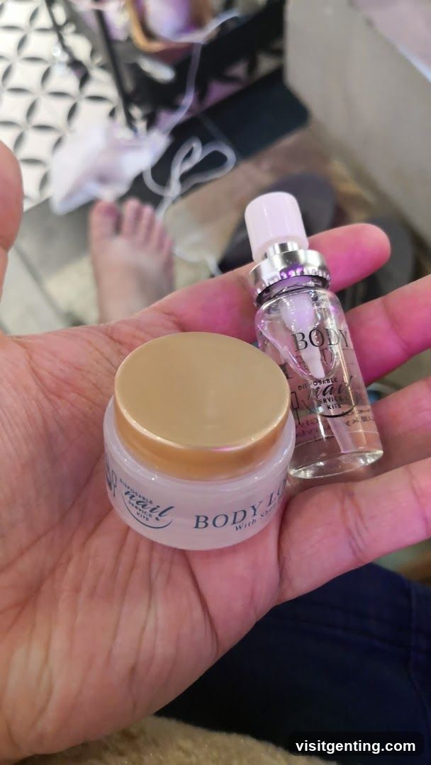 Hand holding beauty products