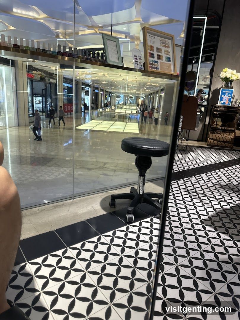 Interior of a retail space with glass partition