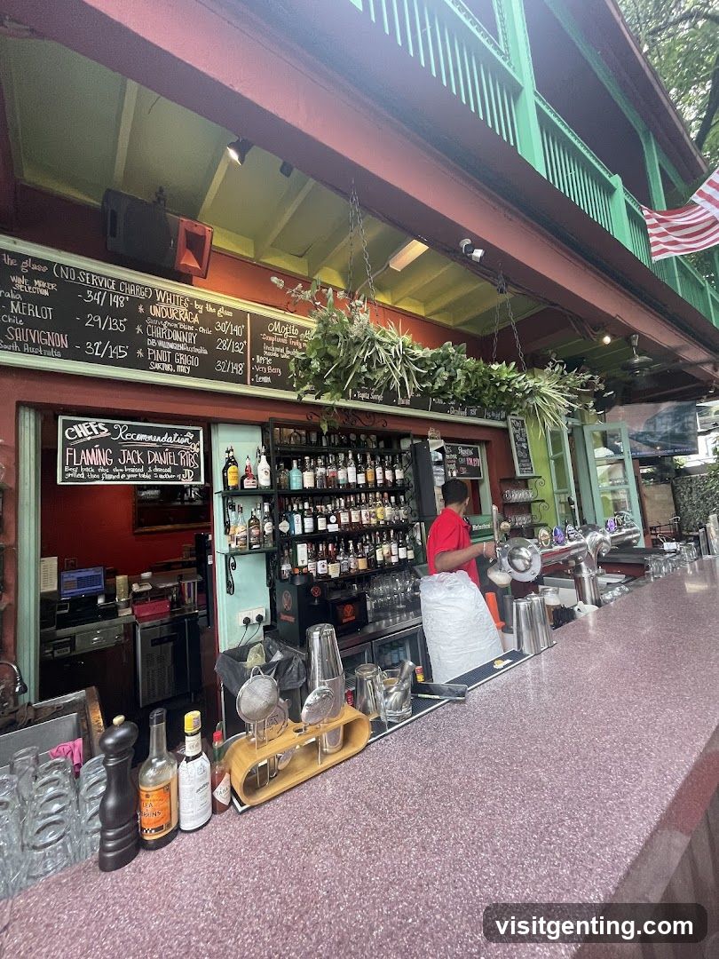 Bar interior with staff and equipment
