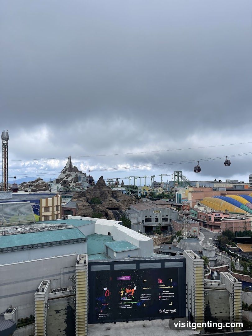 Amusement Park View from Elevated Platform