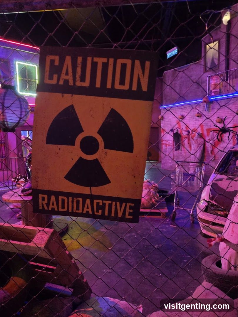Caution Radioactive Sign in Enclosed Area