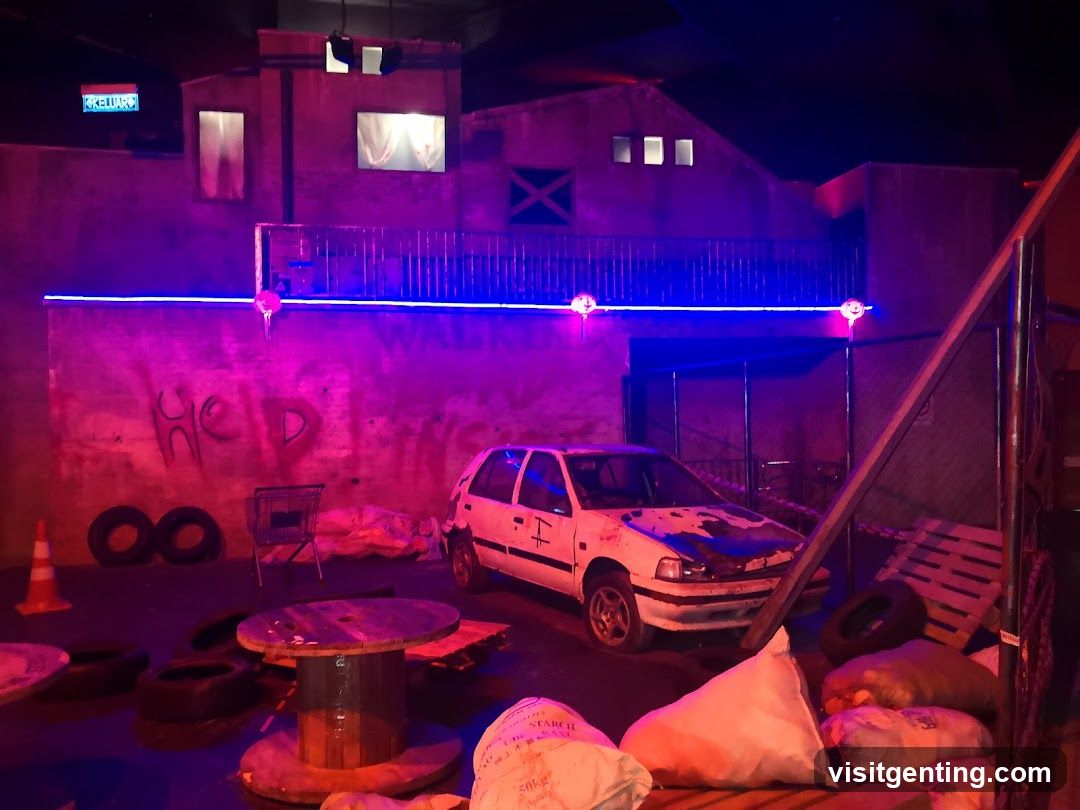 Indoor themed set with neon lighting