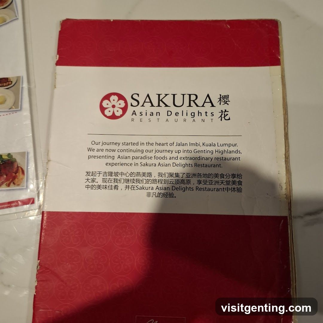Sakura Asian Delights Restaurant Menu Cover