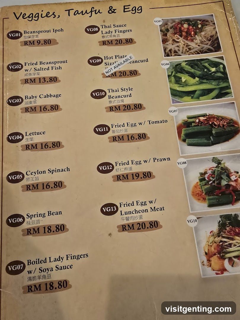 Veggies, Taufu & Egg Menu