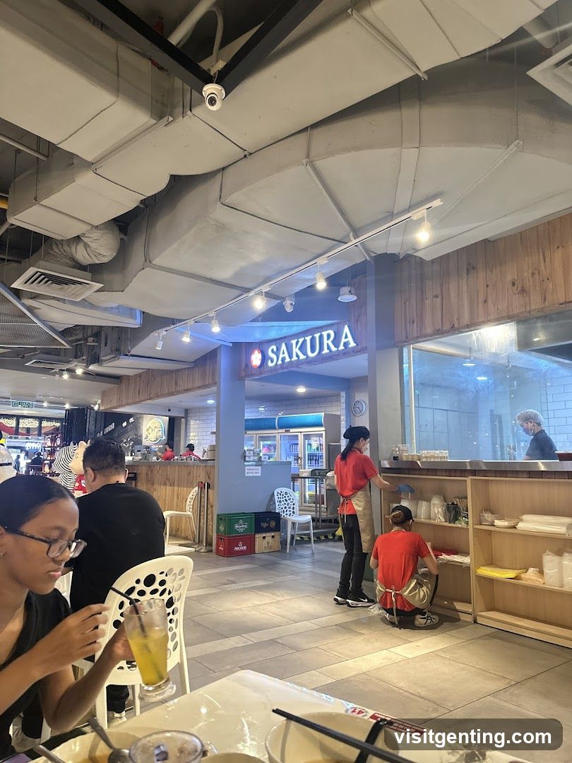 Interior of food court with Sakura stall