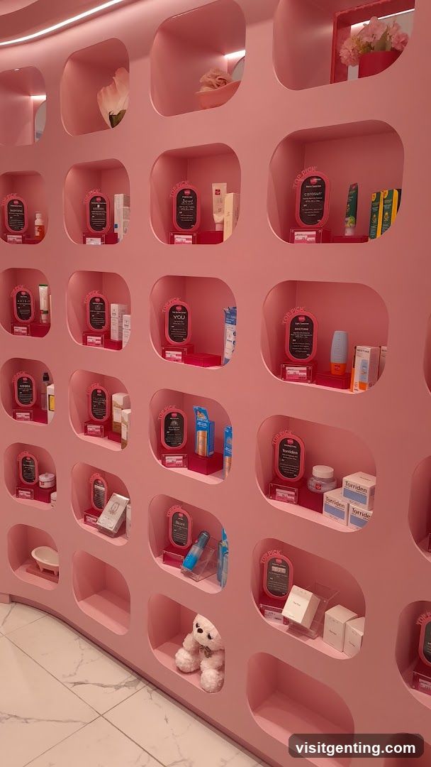 Pink Display Wall in Retail Store