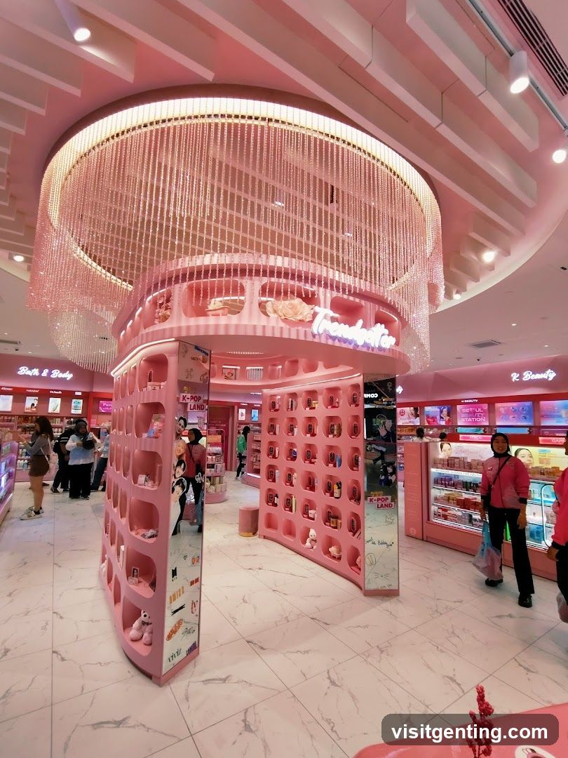 Interior of a pink-themed retail space