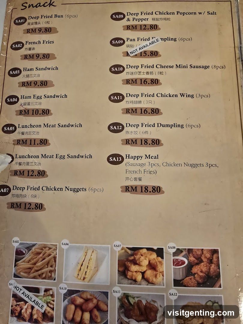 Snack Menu