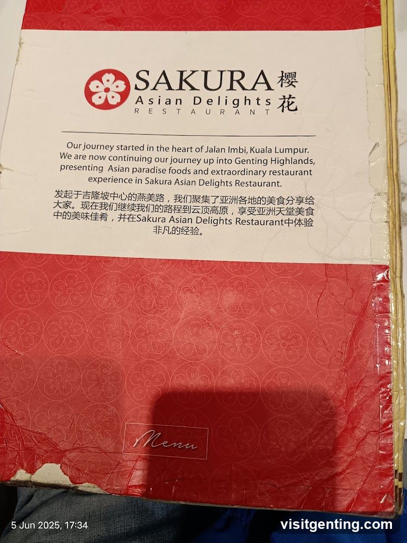 Sakura Asian Delights Restaurant Menu Cover
