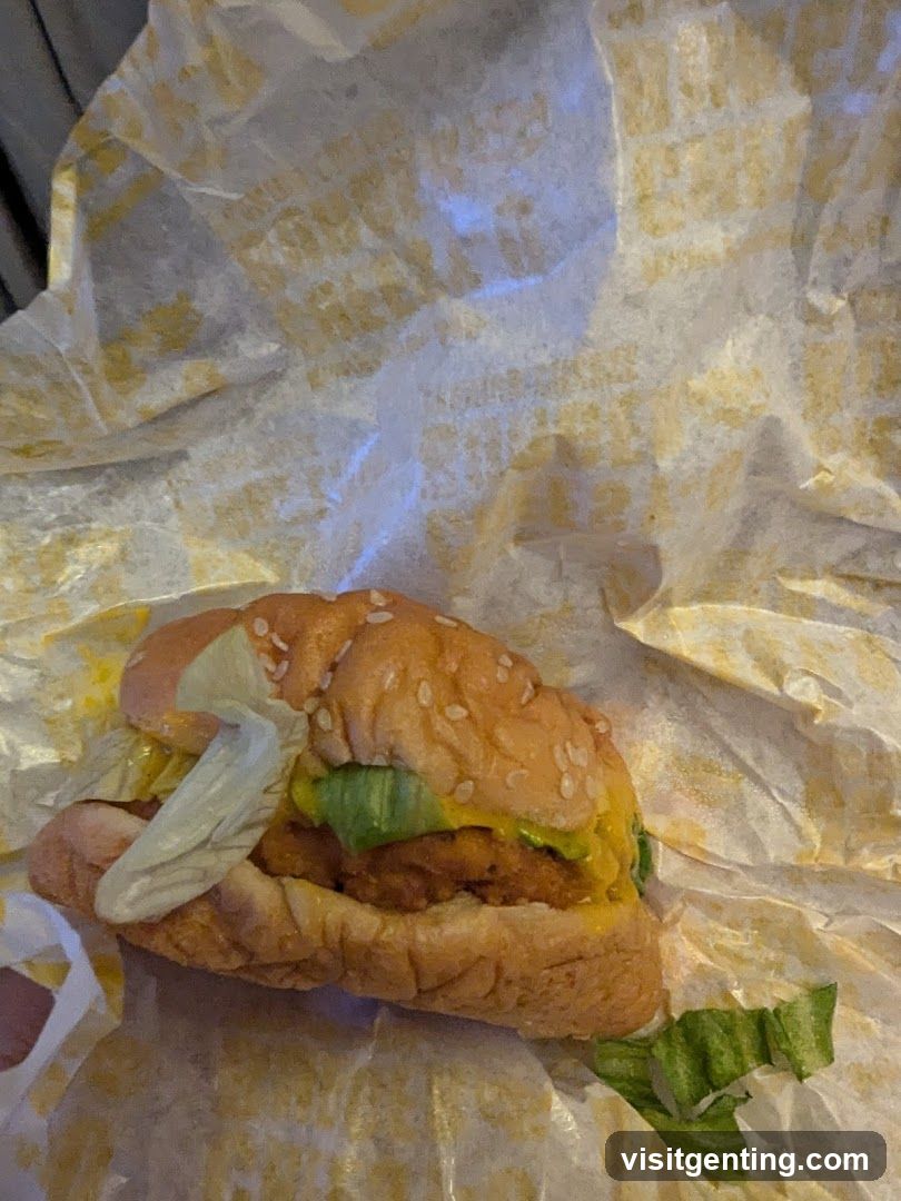 Burger on paper wrapper