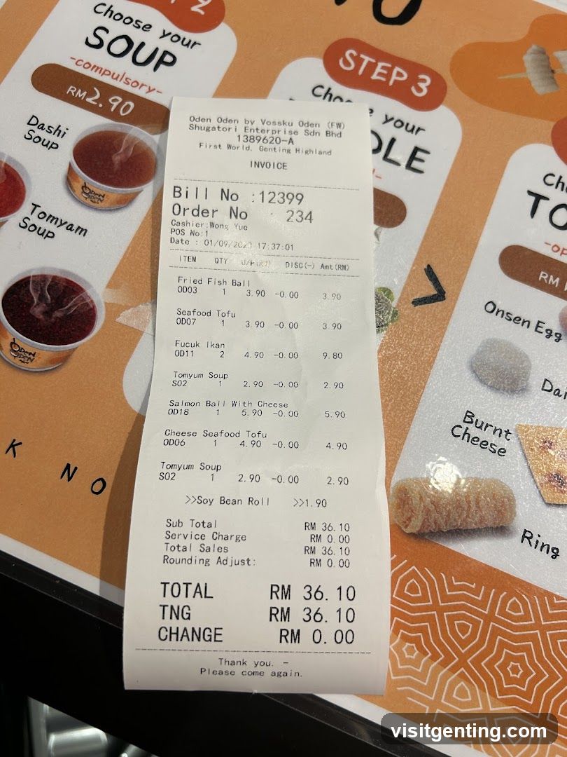 Receipt on Menu Background