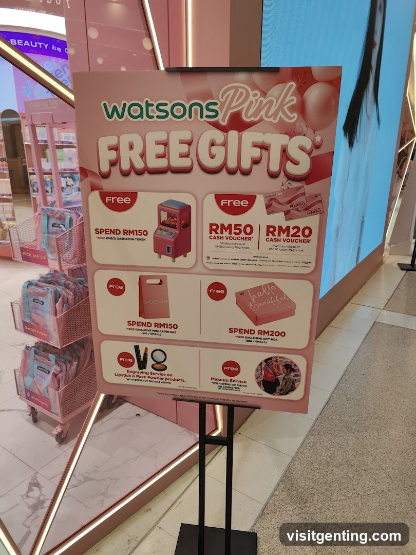 Watsons Pink Free Gifts Promotion Sign