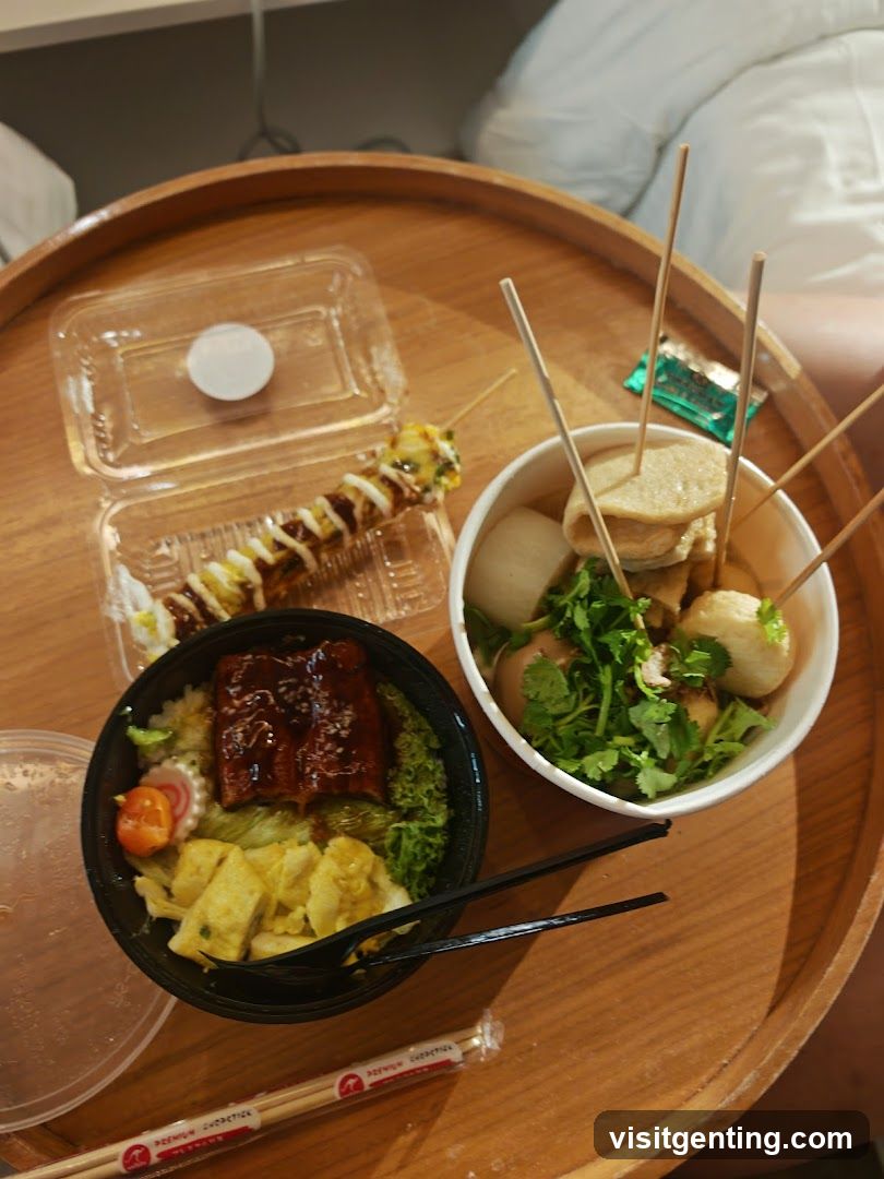 Food on a wooden tray