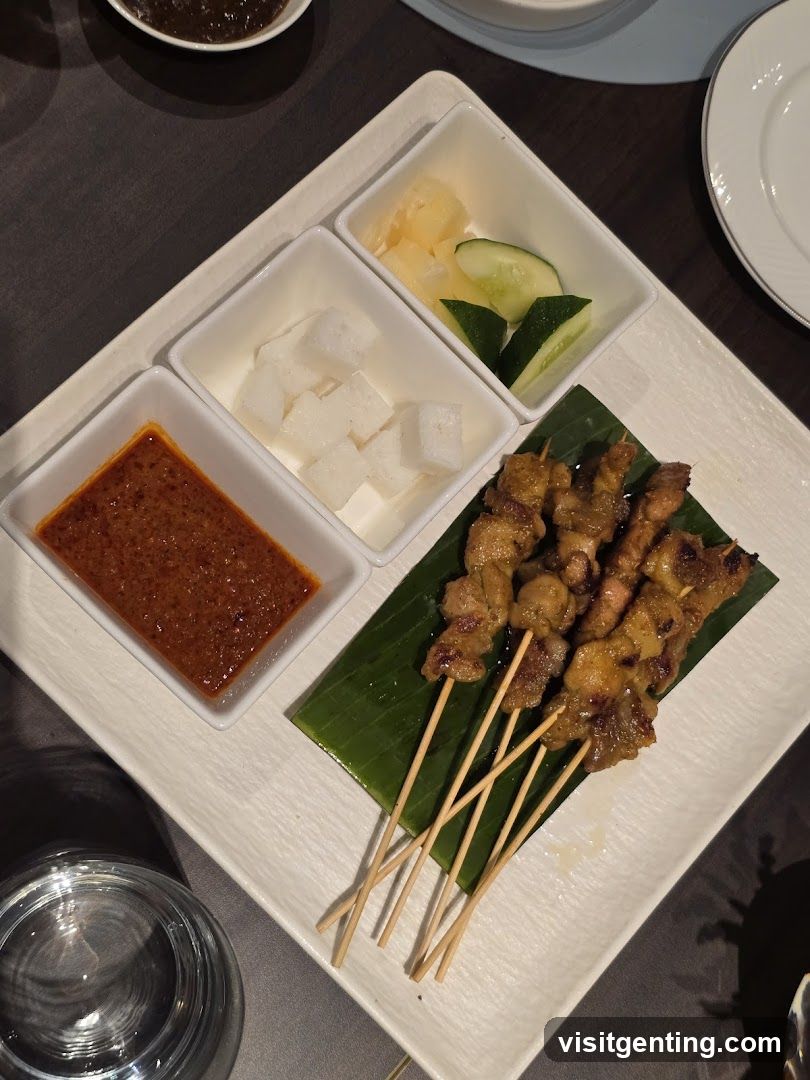 Sate skewers with accompaniments