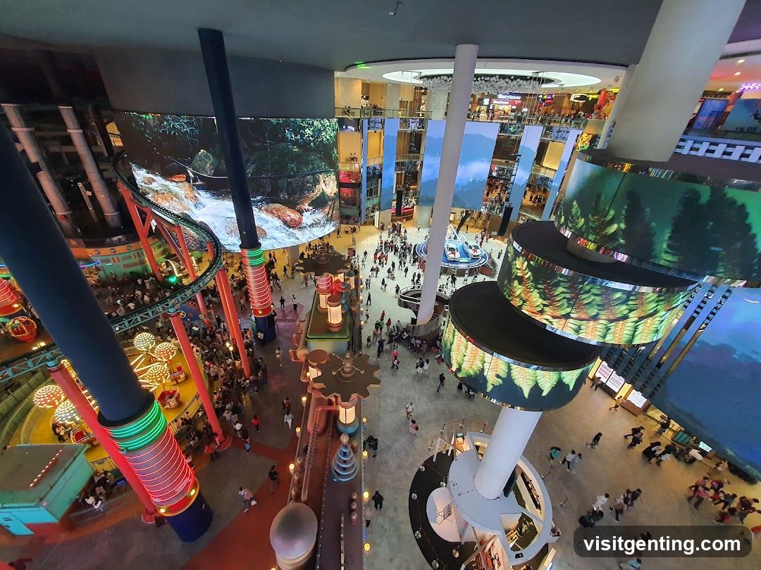 Interior of a large shopping mall or entertainment complex