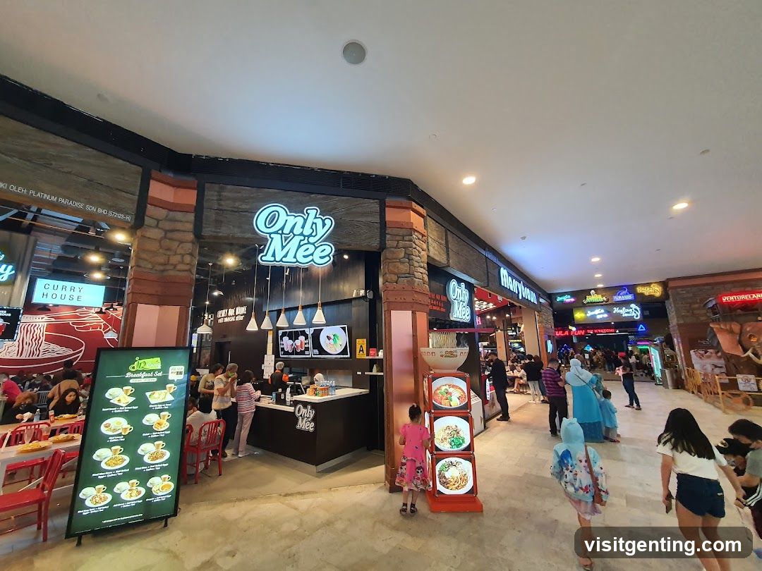 Interior of shopping mall food court
