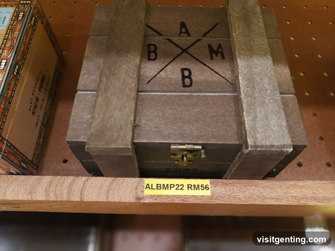 Wooden Cigar Box on Shelf