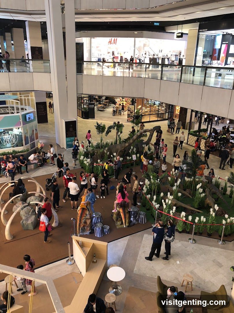 Shopping Mall Interior with Dinosaur Exhibit