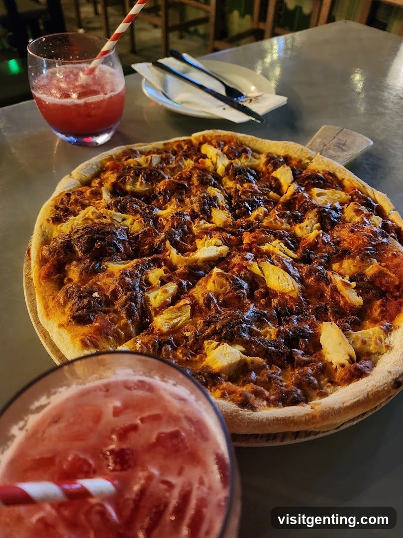 Pizza and Drinks at Table