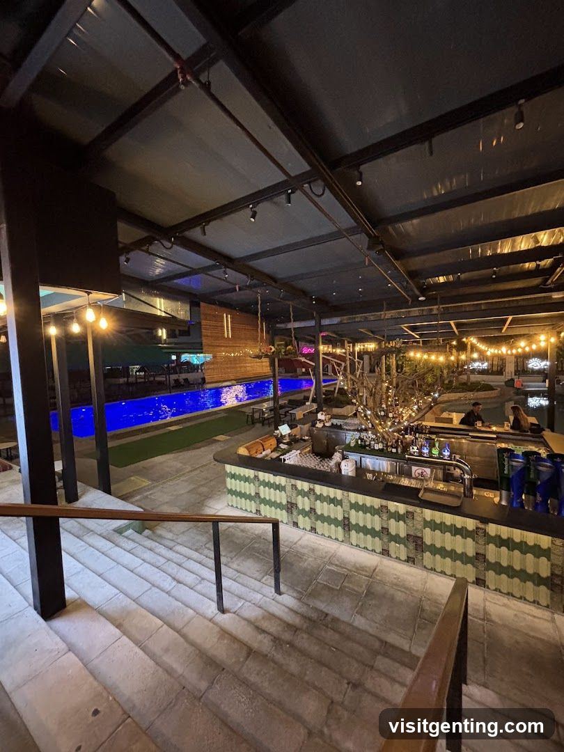 Indoor Bar Area with Pool View