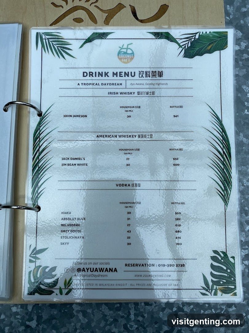Coconut HUT Drink Menu