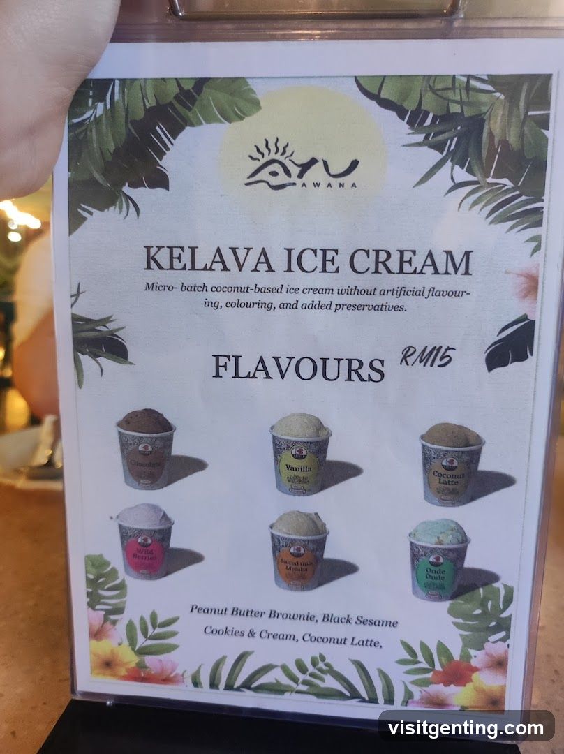 Kelava Ice Cream Menu