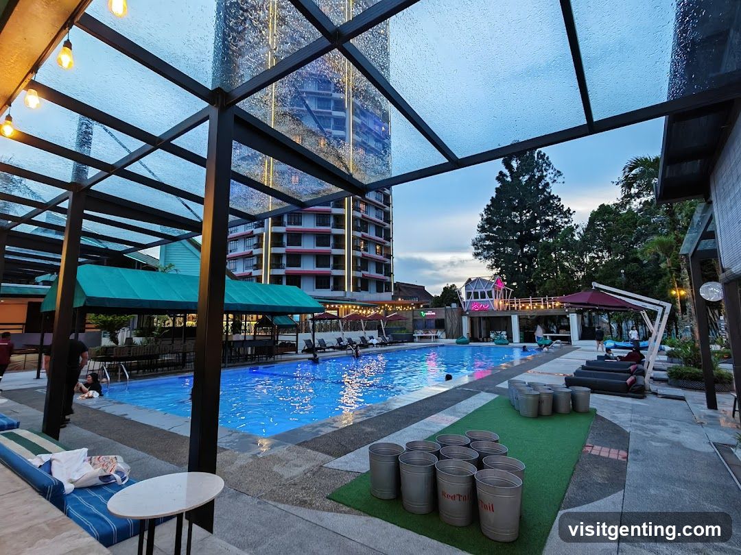 Outdoor Pool Area at Evening