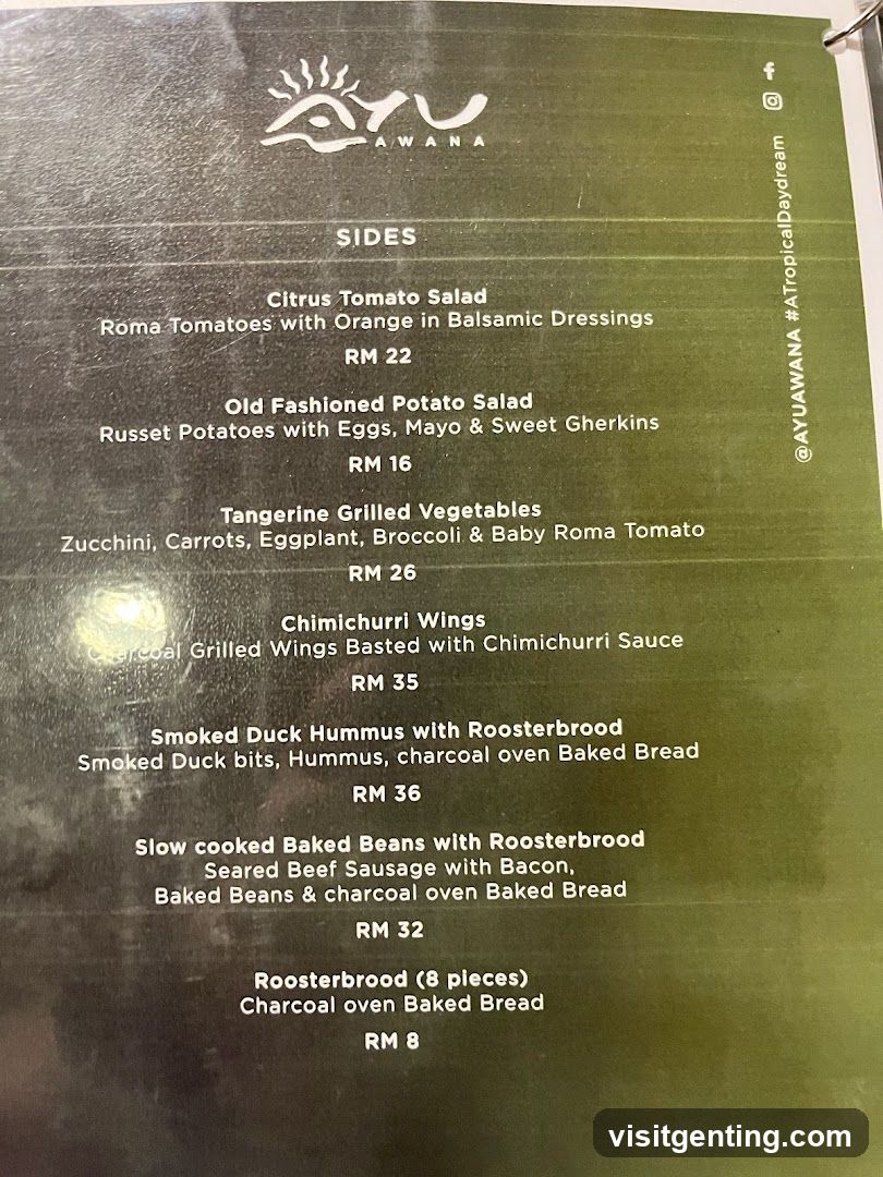 AYU AWANA Menu - Sides Section